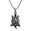Men's Stainless Steel Turtle Pendant Necklace With Polished Finish And Retro Motorcycle Style Animal Design