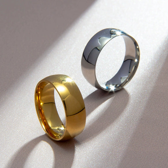 Men's Stainless Steel U Shaped Glossy Ring With Electroplating Simple Style