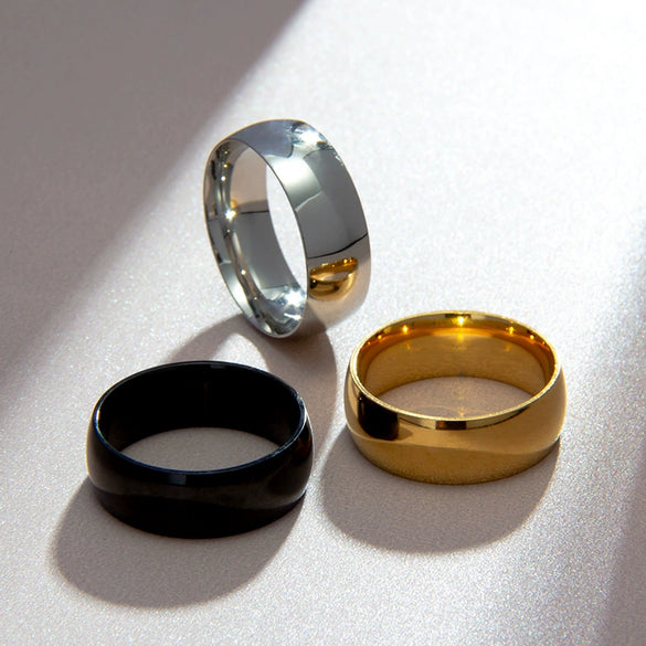 Men's Stainless Steel U Shaped Glossy Ring With Electroplating Simple Style