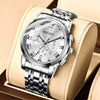 Men's Stainless Steel Waterproof Calendar Luminous Round Watch Fashion