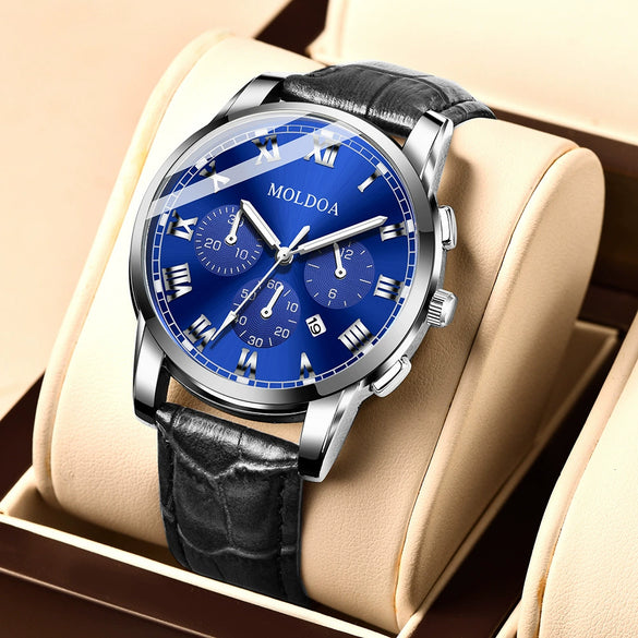 Men's Stainless Steel Waterproof Calendar Luminous Round Watch Fashion