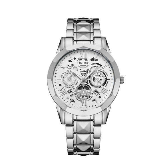 Men's Stainless Steel Waterproof Quartz Watch Simple Handsome Trendy Leisure Style