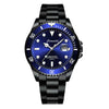 Men's Stainless Steel Waterproof Sports Wristwatch Round Dial Luminous Calendar