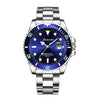 Men's Stainless Steel Waterproof Sports Wristwatch Round Dial Luminous Calendar