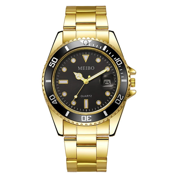 Men's Steel Band Iron Watch With Round Dial Business Style