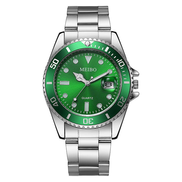 Men's Steel Band Iron Watch With Round Dial Business Style