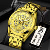 Men's Steel Watch Quartz Movement Waterproof Luminous Hollow Round Dial