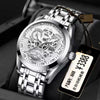 Men's Steel Watch Quartz Movement Waterproof Luminous Hollow Round Dial