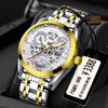 Men's Steel Watch Quartz Movement Waterproof Luminous Hollow Round Dial