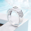 Men's Sterling Silver Adjustable Geometric Ring With Inlaid Zircon Simple Classic Electroplated Jewelry