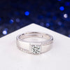 Men's 925 Sterling Silver Geometric Adjustable Ring With Electroplated Finish And Simulated Diamond Luxury Fashion Jewelry