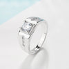 Men's Sterling Silver Geometric Moissanite And Zircon Ring Electroplated Fashion Simulation Diamond Jewelry