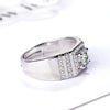 Men's Sterling Silver Geometric Ring With Simulated Diamond Electroplated Fashion Statement Jewelry
