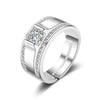 Men's Sterling Silver Geometric Ring With Simulated Diamond Electroplated Fashion Statement Jewelry