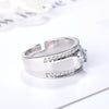 Men's Sterling Silver Geometric Ring With Simulated Diamond Electroplated Fashion Statement Jewelry