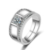 Men's Sterling Silver Geometric Ring With Simulated Diamond Electroplated Fashion Statement Jewelry