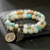 Men's Stone Alloy Geometric Handmade Beaded Bracelet With Life Tree Leaf Pendant