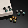 Men's Street Stainless Steel Geometric Epoxy Turquoise Round Pierced Earrings Electroplated