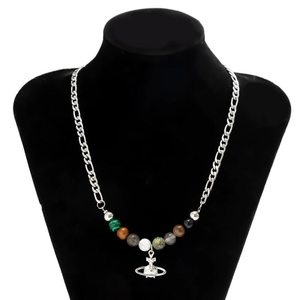 Men's Titanium Steel And Alloy Handmade Planet Ochain Necklace Hiphop Niche Design