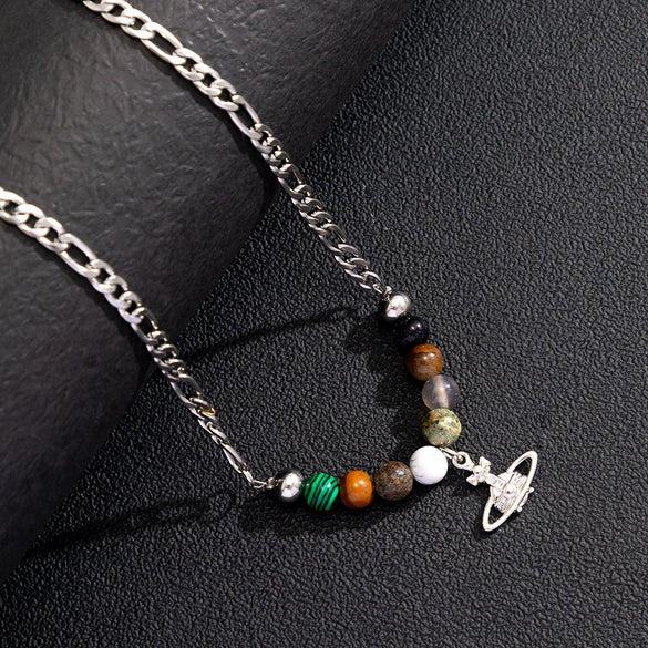 Men's Titanium Steel And Alloy Handmade Planet Ochain Necklace Hiphop Niche Design