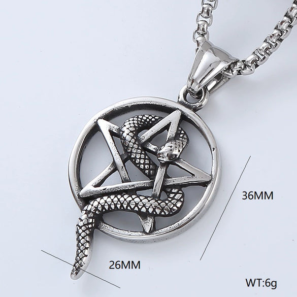 Men's Titanium Steel And Stainless Steel Retro Punk Style Geometric Tree Of Life Round Pendant Necklace Jewelry With Polishing Treatment