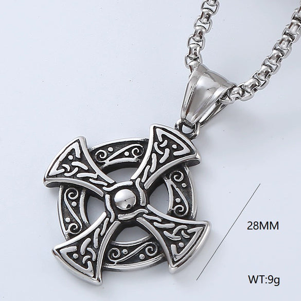 Men's Titanium Steel And Stainless Steel Retro Punk Style Geometric Tree Of Life Round Pendant Necklace Jewelry With Polishing Treatment