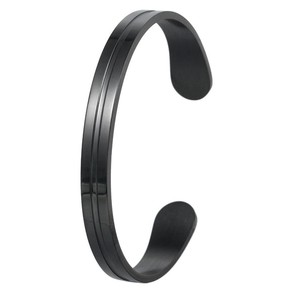 Men's Titanium Steel Cshaped Open Geometric Groove Electroplated Bracelet