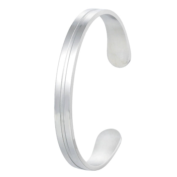 Men's Titanium Steel Cshaped Open Geometric Groove Electroplated Bracelet