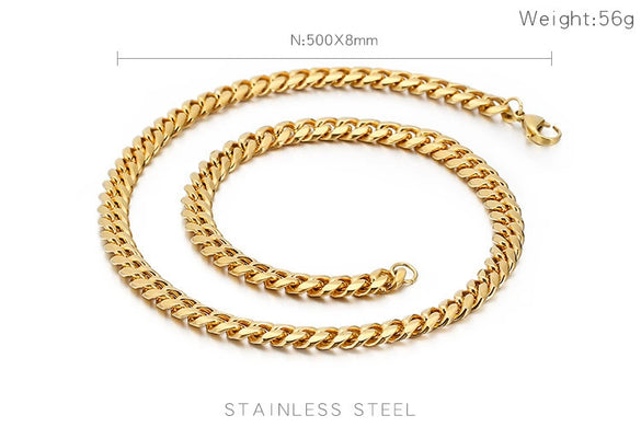 Men's Titanium Steel Cuban Chain Bracelet Necklace Single Sided Polished Sand Finish Geometric Minimalist Electroplated Jewelry