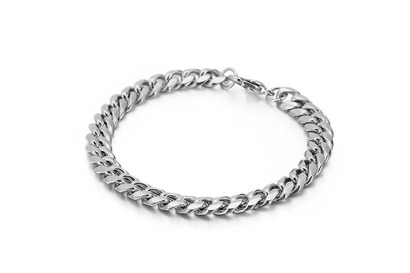 Men's Titanium Steel Cuban Chain Bracelet Necklace Single Sided Polished Sand Finish Geometric Minimalist Electroplated Jewelry
