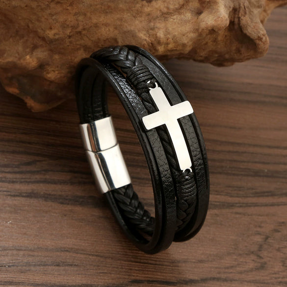 Men's Titanium Steel Fashion Bracelet With Geometric Pattern And Polishing Process