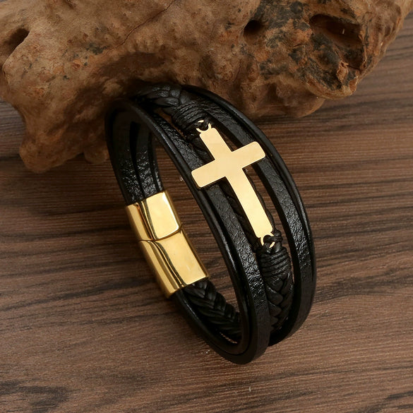 Men's Titanium Steel Fashion Bracelet With Geometric Pattern And Polishing Process