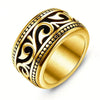Men's Titanium Steel Geometric Distressed Wide Ring Jewelry