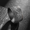 Men's Titanium Steel Geometric Distressed Wide Ring Jewelry