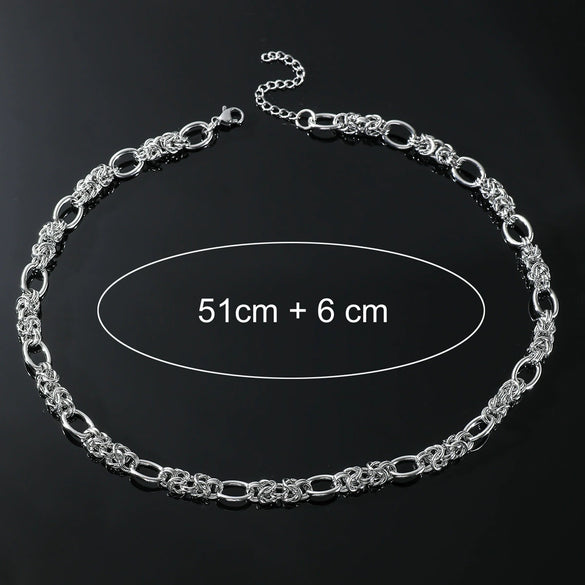 Men's Titanium Steel Geometric Handmade Multiring Buckle Cuban Chain Necklace With Polishing