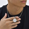 Men's Titanium Steel Geometric Medallion Pendant Necklace With Polish Finish And Regular Chain