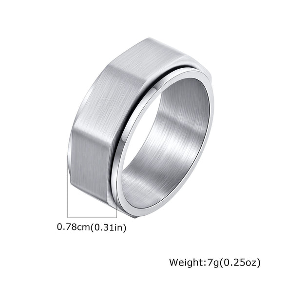 Men's Titanium Steel Geometric Octagonal Nut Rotatable Ring Brushed And Simple Style
