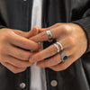 Men's Titanium Steel Geometric Oil Drop Ring Set
