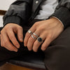 Men's Titanium Steel Geometric Oil Drop Ring Set