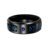Men's Titanium Steel Geometric Pattern Ring With Blue Carbon Fiber And Diamond Design Electroplated