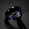 Men's Titanium Steel Geometric Pattern Ring With Blue Carbon Fiber And Diamond Design Electroplated