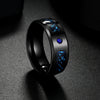 Men's Titanium Steel Geometric Pattern Ring With Blue Carbon Fiber And Diamond Design Electroplated
