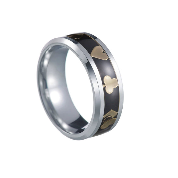 Men's Titanium Steel Geometric Poker Style Dripping Oil Ring