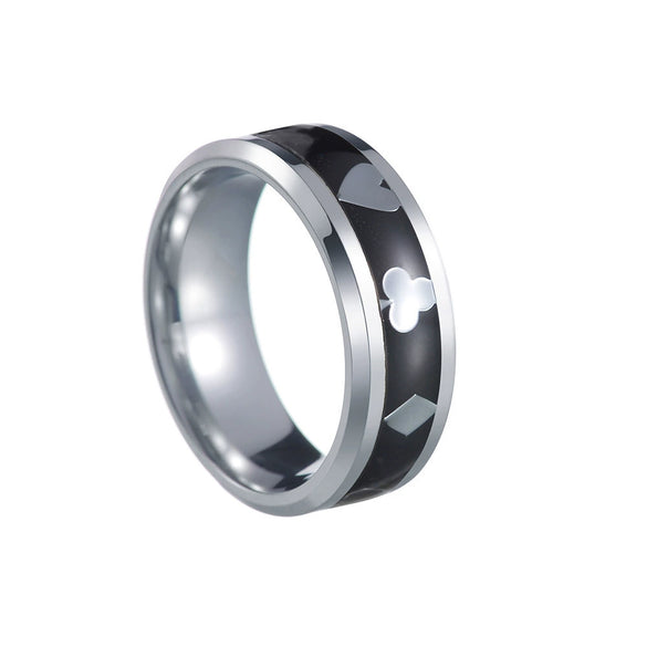 Men's Titanium Steel Geometric Poker Style Dripping Oil Ring