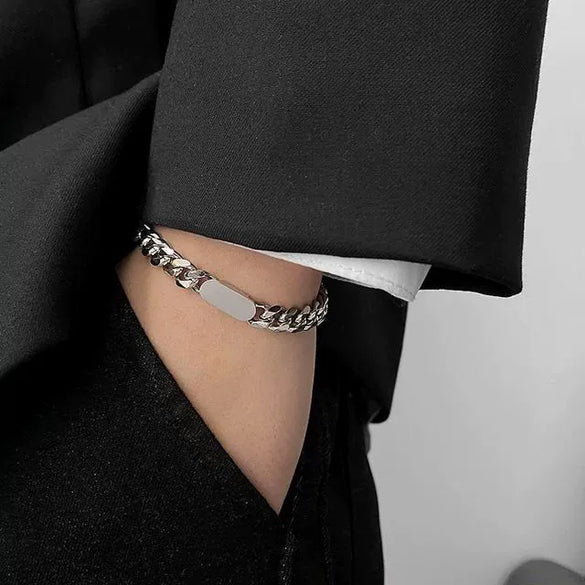 Men's Titanium Steel Geometric Rhombus Link Bracelet With Electroplated Finish Simple Hip Hop Fashion Jewelry