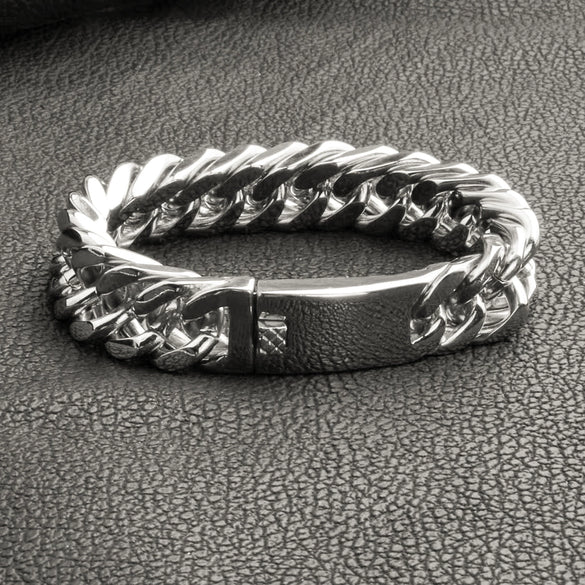 Men's Titanium Steel Geometric Style Double Woven Chain Bracelet Jewelry Polished Vacuum Plated