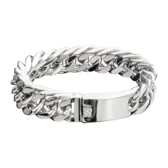 Men's Titanium Steel Geometric Style Double Woven Chain Bracelet Jewelry Polished Vacuum Plated