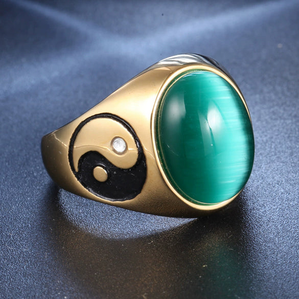 Men's Titanium Steel Geometric Yin Yang Style Ring Polished Retro Stainless Steel Look Unisex Fashion Band