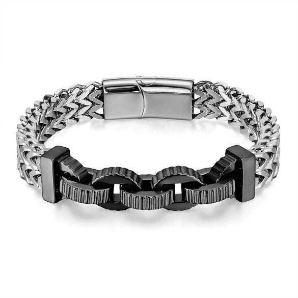 Men's Titanium Steel Insect Pattern Bracelet With Geometric Keel Chain Design And Electroplated Finish