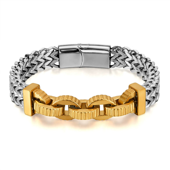 Men's Titanium Steel Insect Pattern Bracelet With Geometric Keel Chain Design And Electroplated Finish